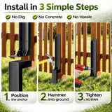 8 Pack Fence Post Repair Kit, Heavy Duty Steel Ground Spike Anchor for Fixing Leaning or Broken 4x4 & 6x6 Wood Posts, No Dig Drive-in Support for Yard, Garden & Fence