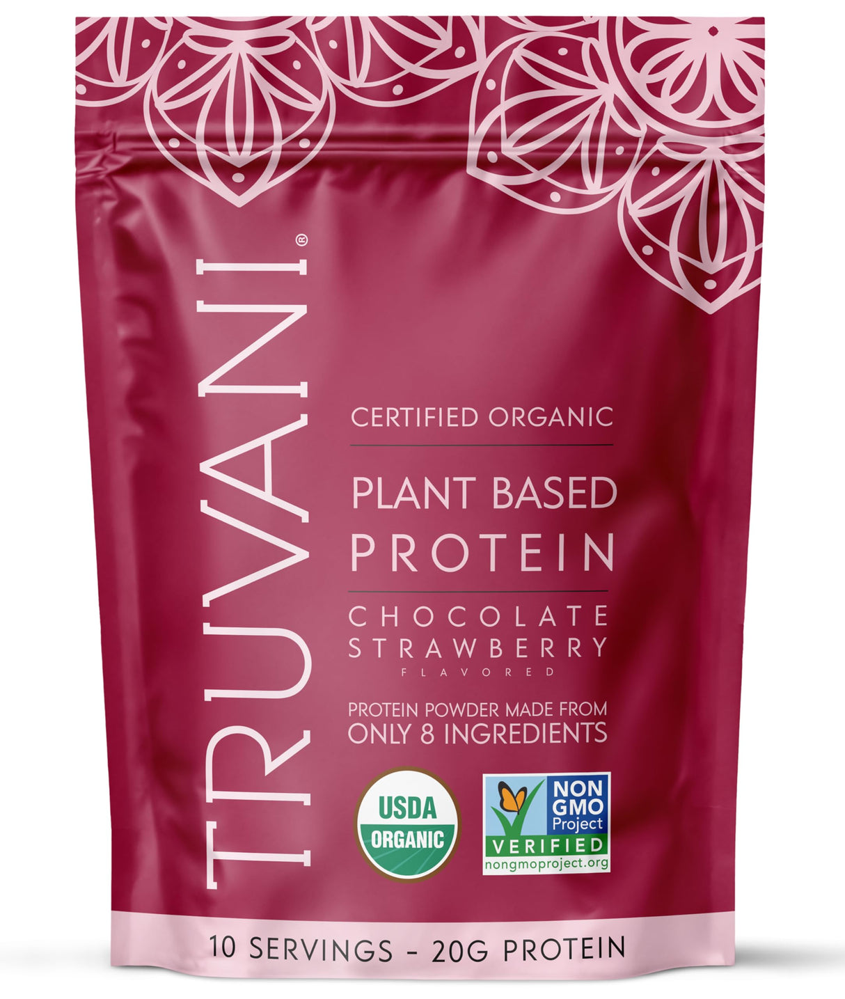 Truvani Vegan Pea Protein Powder | Chocolate Strawberry | 20g Organic Plant Based Protein | 10 Servings | Keto | Gluten & Dairy Free | Low Carb | No Added Sugar