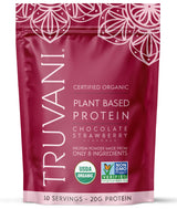 Truvani Vegan Pea Protein Powder | Chocolate Strawberry | 20g Organic Plant Based Protein | 10 Servings | Keto | Gluten & Dairy Free | Low Carb | No Added Sugar