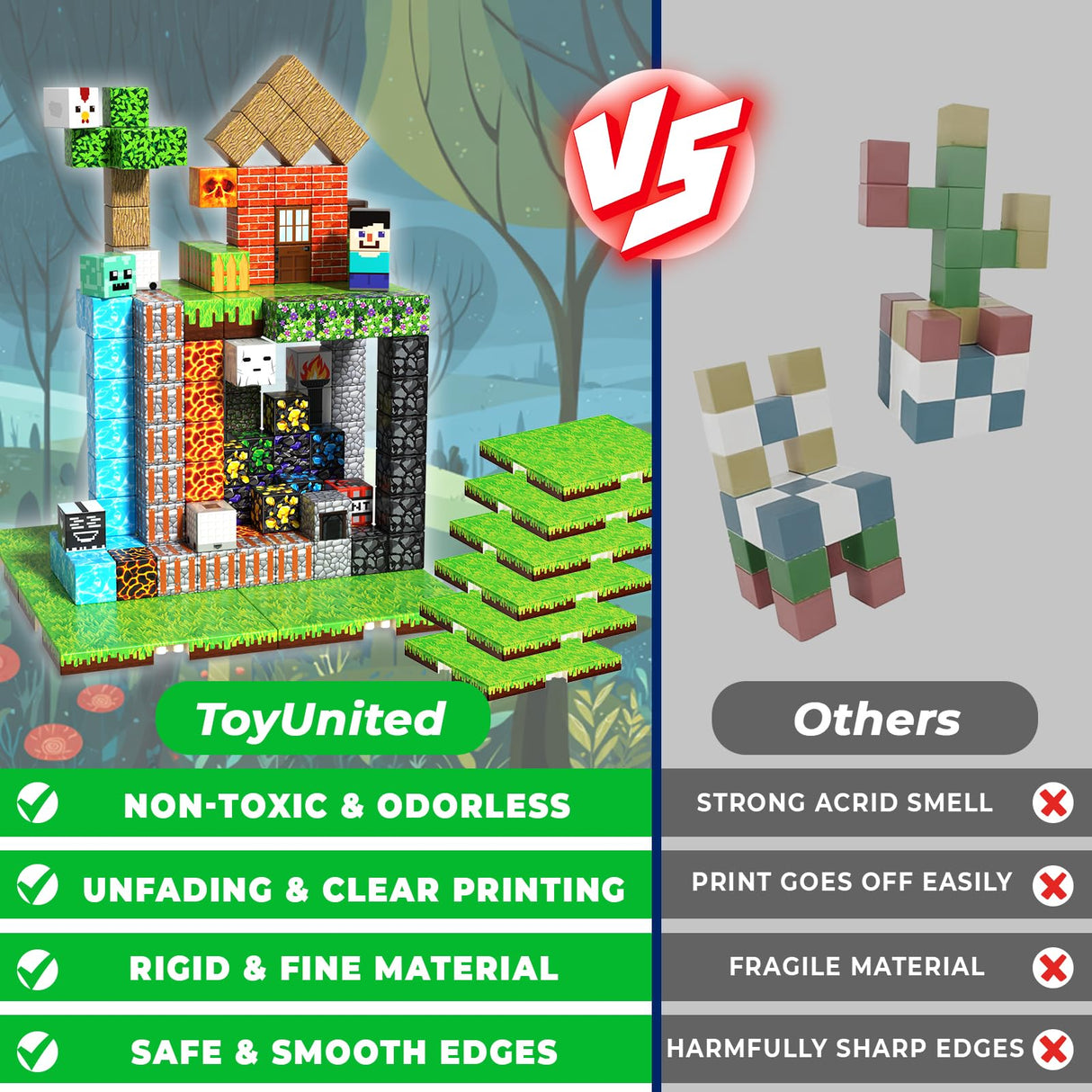 200PCS Magnetic Building Blocks with 6 Baseplate, Magnetic Blocks Cubes for Kids Ages 4-8, Stacking Magnet Blocks STEM Building Toys for Boys Girls Ages 3 4 5 6 7 8-12 Christmas Birthday Gifts