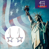 USA Flag Patriotic 925 Sterling Silver Star Earrings for Women