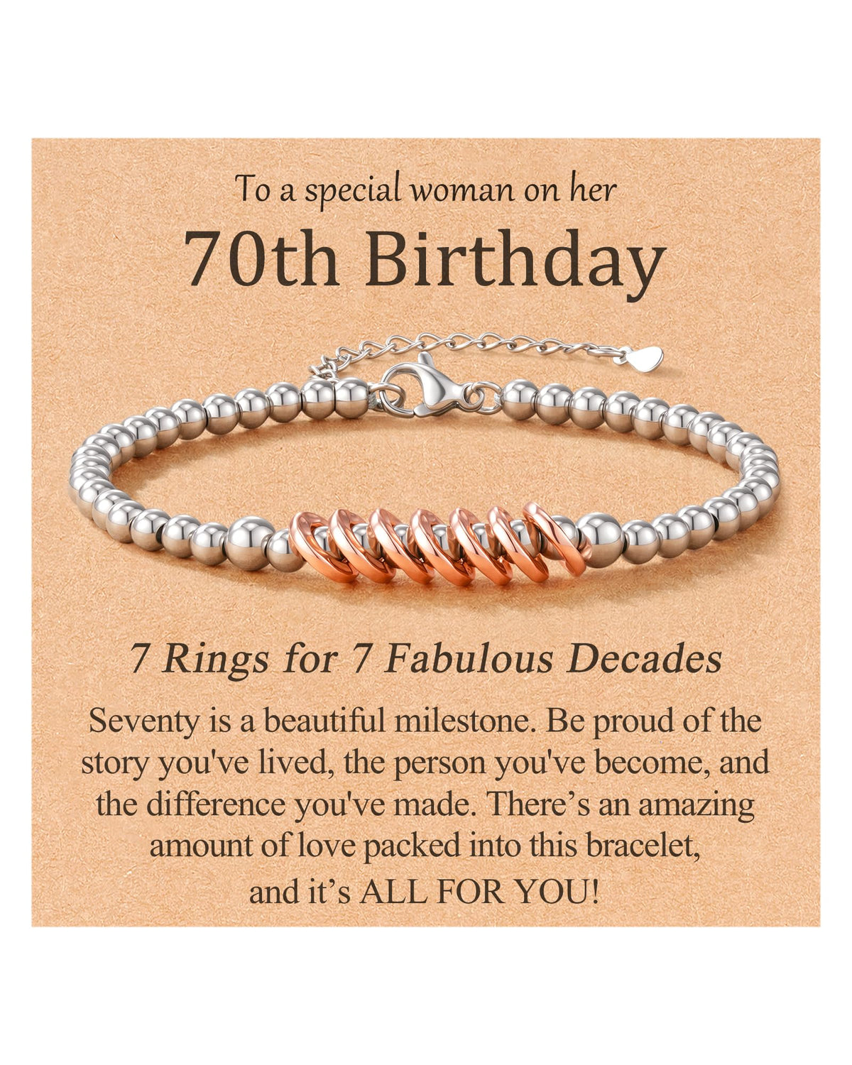 70th Birthday Gifts for Women Her, Happy 70th Birthday Bracelet Decorations