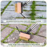 MUDEREK Crack Weeder Tool - Weed Puller Tool with 2 Heads and Scraping Hook, Paver Weeding Moss Remover Brush with Adjustable Steel Handle for Cleaning Paving Joint Sidewalk Patio Stone Driveway Deck