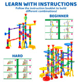 JOYIN 207Pcs Glowing Marble Run, Construction Building Blocks Toys with 5 Glow in The Dark, STEM Toy for Boys and Girls, Educational Toy, Gift for Christmas