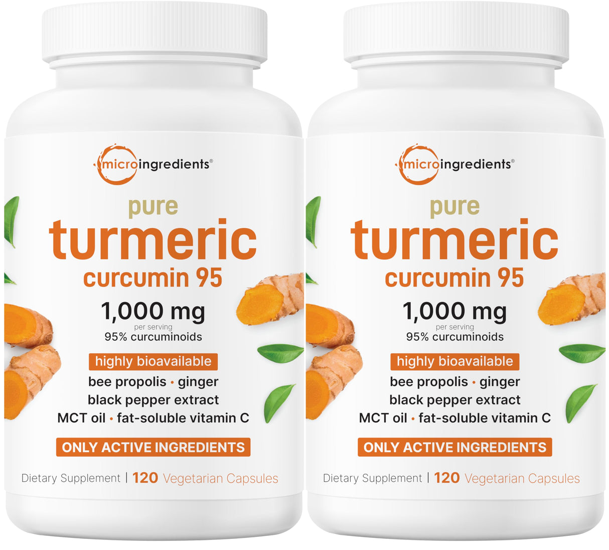 Micro Ingredients Pure Turmeric Curcumin Supplement 1,000mg – 95% Curcuminoids with Black Pepper & Ginger – High Absorption for Joint & Antioxidant Support* – Filler Free, 240 Veggie Capsules