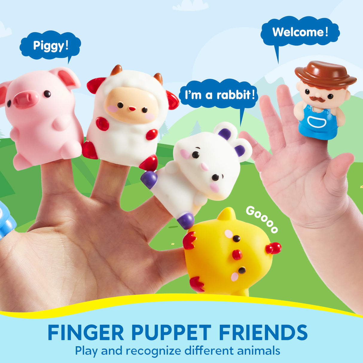 Learning Toy for Toddlers 1 2 3 Years Old, Counting, Matching & Sorting Montessori Learning Farm Train Including 9 Farm Animals and 1 Farmer, Easter Christmas Birthday Gift for Baby Boys Girls