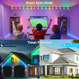 XINKAITE 300FT Permanent Outdoor Lights with 150 LEDs - Smart RGB+IC with 16 Million Colors, IP67 Waterproof, App & Remote Control, Hundreds of Modes for Holidays, Christmas & Home(2 Rolls 150FT)