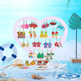 Ecation 36 Pair Summer Earrings for Women Tropical Earrings Hawaiian Earrings for Palm Tree Drop Earrings Studs for Luau Party(Novel)