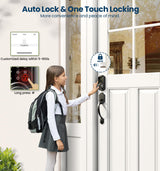 Veise VE06-H Smart Front Door Lock Set, App Control, Keyless Entry Deadbolt with Lever Handle, Electronic Digital Touchscreen Keypad, Auto Lock, Easy Install, Matte Black