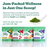 Rewind Best Tasting Super Greens Powder with 40+ Superfoods – Delicious Daily Green Powder with Vitamin B12, Zinc, Vitamin C, Magnesium & Calcium – Green Juice Superfood Mix - Blueberry Acai Flavor