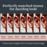 Kezef Sterling Silver Stud Earrings for Women & Men | 8mm Cubic Zirconia Earrings Studs 4-Prong Setting - 14K White Gold Premium CZ S925 Hypoallergenic