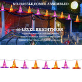 DAZZLE BRIGHT 8 Pcs Hanging Witch Hat String Lights, Light Up Waterproof Halloween Decorations with Remote Control for Outdoor Garden Party Carnival Supplies Decor
