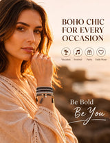 MILACOLATO 6Sets Boho Bead Stackable Bracelets for Women Men Adjustable