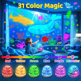 Baby Sound Machine Night Light Projector Kids Christmas Gifts | 15 White Noise Machine & 3D Films | 31Colors & Remote Control | Autism Toys Night Light for Kids, Baby Boy Toys, Egg Light for Nursery