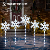 Solar Christmas Snowflake Pathway Lights, Set of 5 Outdoor Garden Lights Decorations，Waterproof Stake Decorative Light for Yard Lawn Porch Walkway Decor (Cool White, 5 Pack)