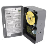 Intermatic T104 24-Hour Mechanical Timer Switch - 208–277 VAC, DPST, Indoor Metal Enclosure, Heavy-Duty, Manual Override, 40 Amp - Ideal for Lights, Pumps, Fans, and HVAC Systems