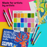 ARTISTRO 36 Dual Tip Brush + Fine Acrylic Paint Markers - Easy for All Ages & Levels Paint Pens for Fabric, Rock, Glass, DIY - Halloween Pumpkin Painting Kit, Art Supplies, Christmas Gift