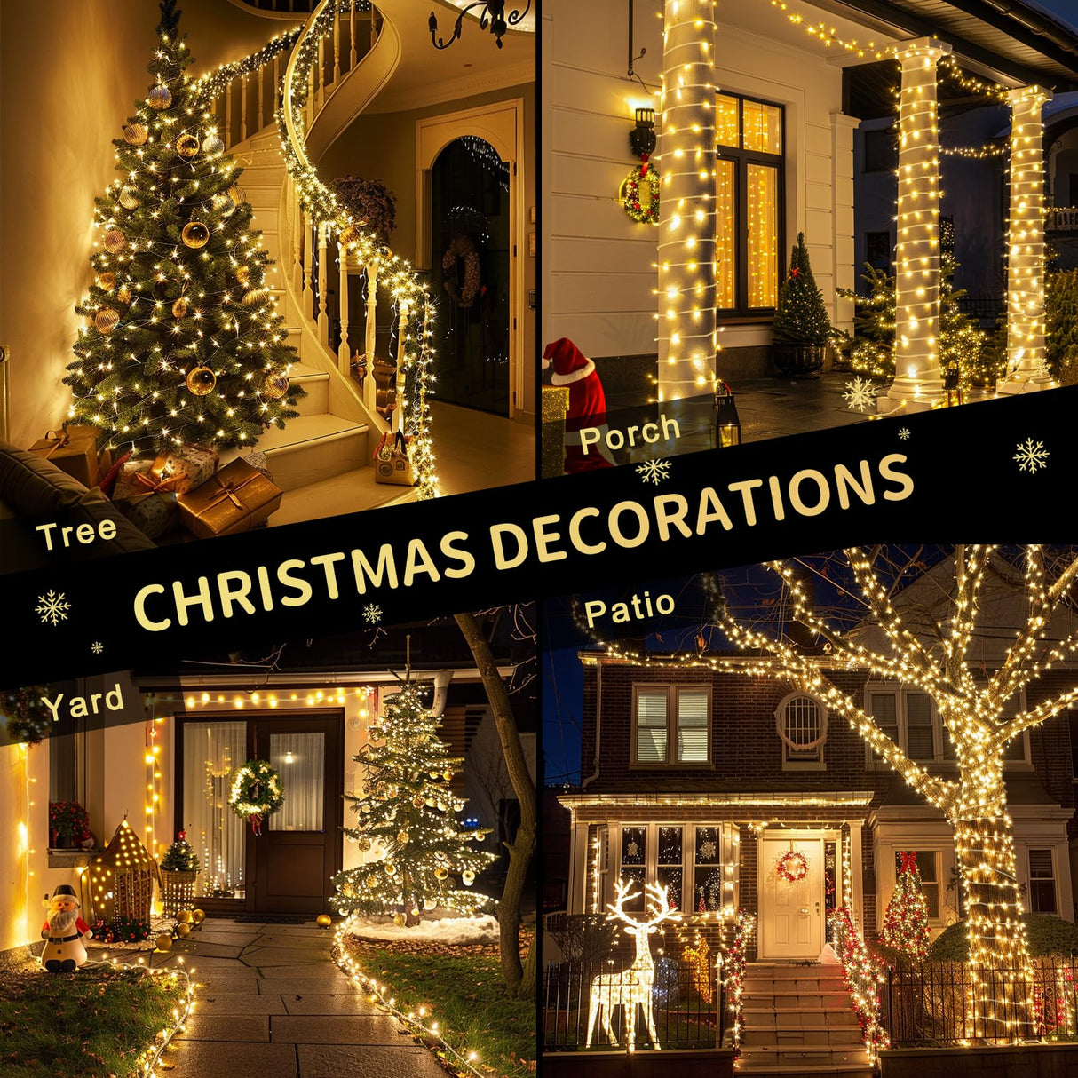 JMEXSUSS 200 LED String Lights Indoor Outdoor Clear Wire, Connectable Warm White Christmas String Lights for Bedroom, 66 Ft Twinkle Fairy Light Plug in for Wedding Home Tree Yard Patio Classroom Decor