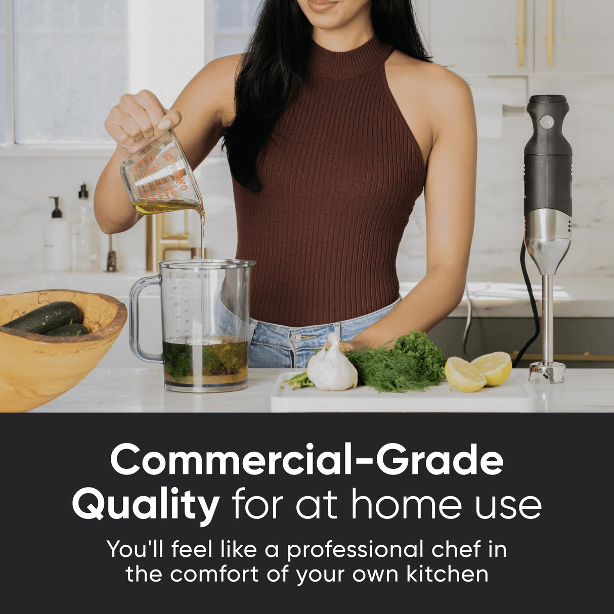 TK Tartle Kitchen Handheld Immersion Blender 220W - 7” Stainless Steel with 8 Speeds - 110V + 1-Yr Coverage and 24/7 Pro Chef Support