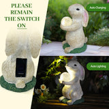 Solar Rabbit Garden Statue Outdoor Decor, Bunny Figurines with Solar Lights, Yard Decorations for Patio Balcony Yard Lawn Ornament - Unique Birthday Easter Housewarming Gifts for Women, Mom, Grandma