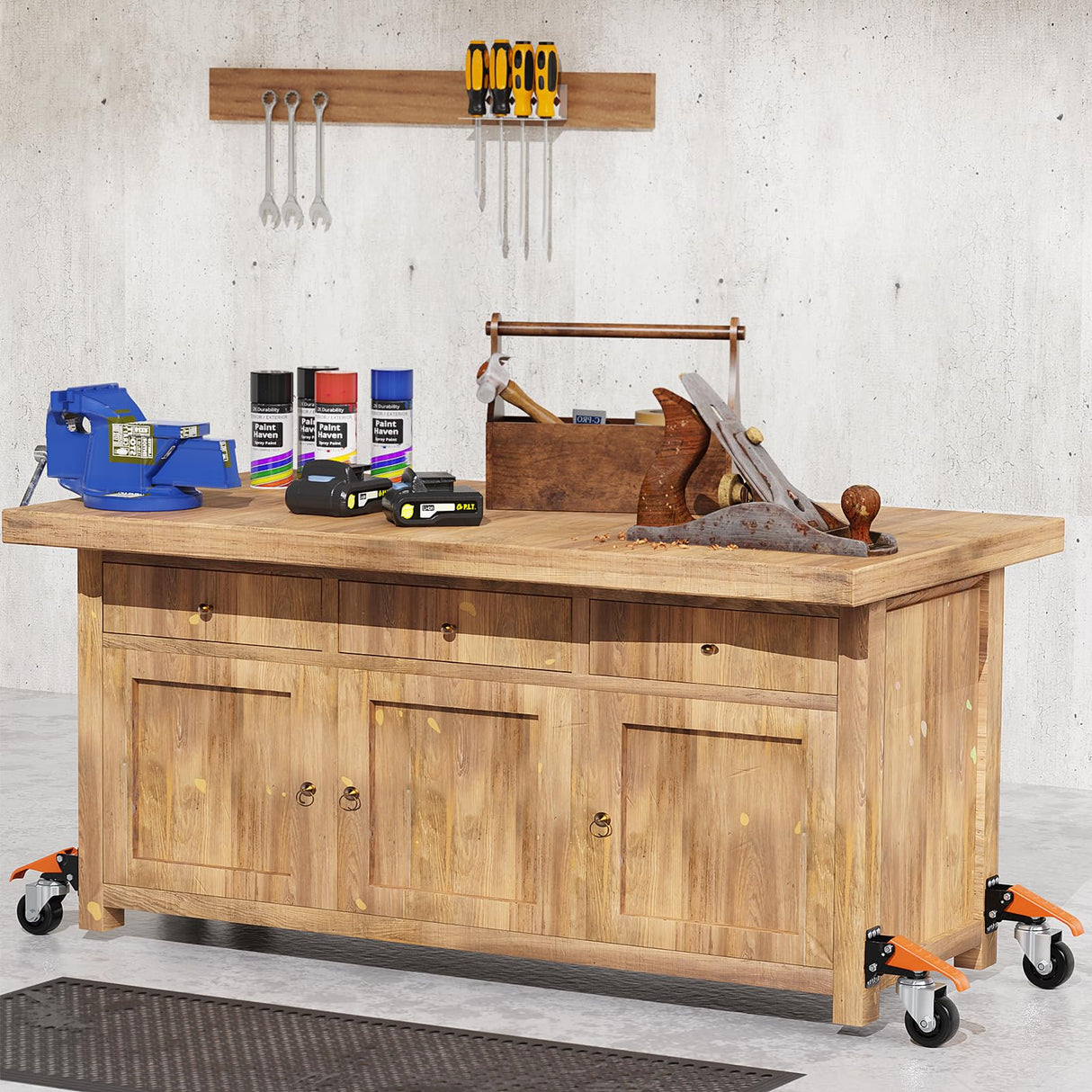 Ronlap Workbench Casters Wheels Kit 920 Lbs Capacity Retractable Casters Set of 4 Heavy Duty Side Mount 3" Lifting Caster Work Table Tool Bench Stepdown Castors Wheels 4 Pack