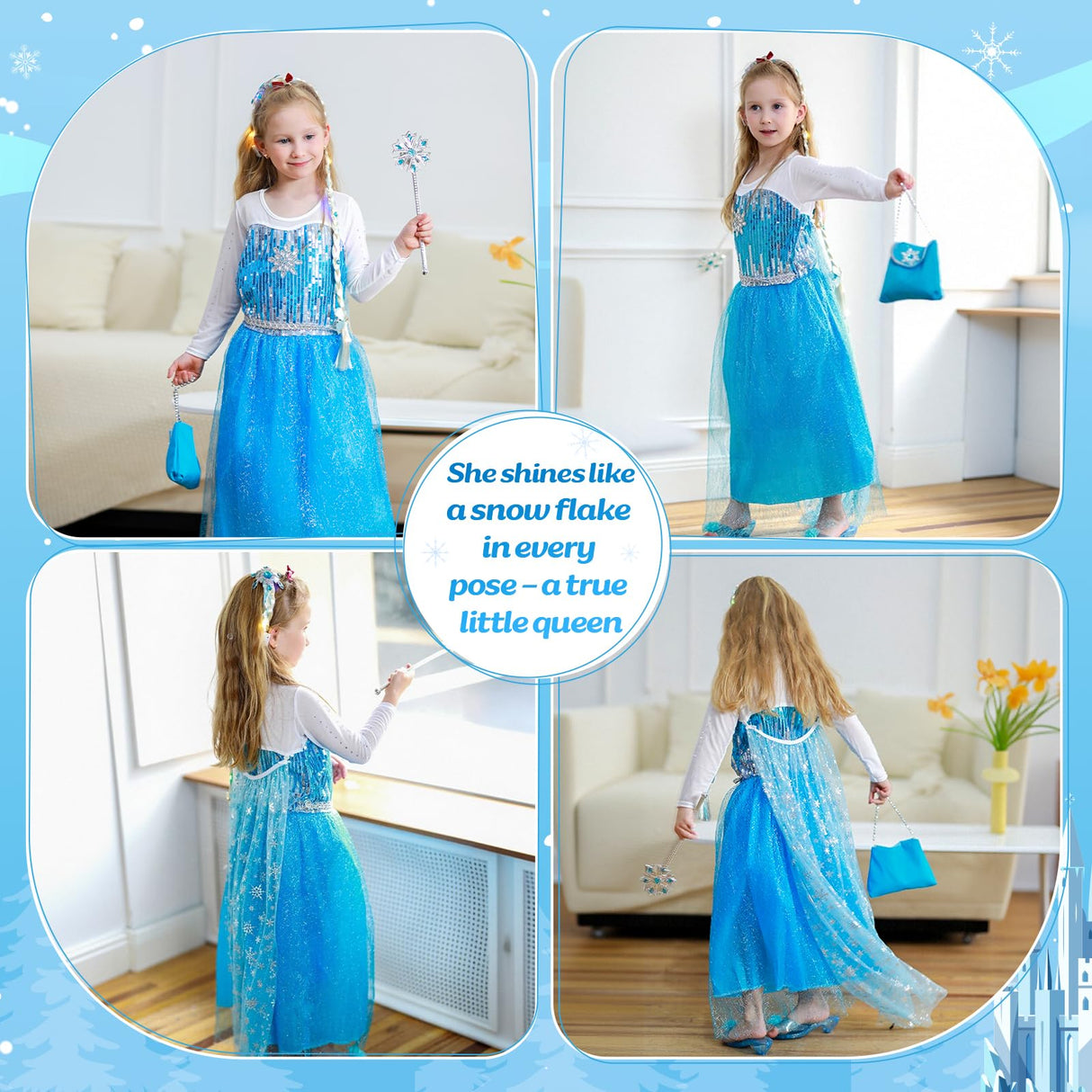 Meland Princess Dress Up for Girls – Light Up Halloween Costume for Girls Age 3-10, Princess Toys for Christmas Birthday Gift(M,5-6 Years)