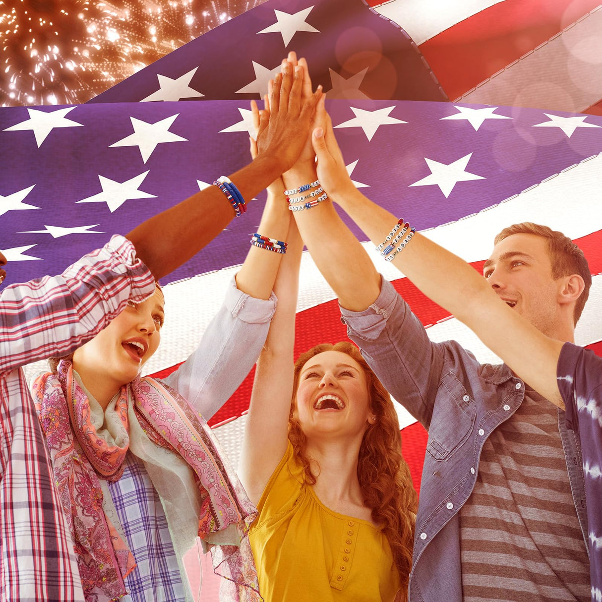 Highergo Patriotic Bracelet Wristband Bulk, 24 Pcs, Fresh