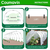 8FT Rust-Free Fiberglass Garden Hoops -72 PCS DIY Grow Tunnel Kit for Raised Beds, Row Cover Support with Connectors/Clips, Sun Shade &Year-Round Plant Protection, White