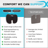 Xtreme Comforts Seat Cushion, Office Chair Cushions - Pack of 1 Padded Foam Cushion w/Handle for Desk, Wheelchair & Car Use - Back Support Pillow for Chair ﻿- Travel Bag Included