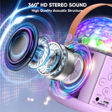 Karaoke Machine with Disco LED Lights for Adults Kids, Portable Bluetooth Speaker with 2 Wireless Microphone, Christmas Birthday Gifts Toys for 3-12+ Kids Family Home Party Stocking Stuffers