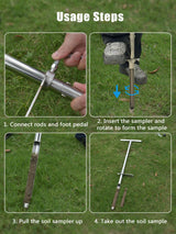 Soil Probe 36 Inches, Soil Sample Probe Stainless Steel, Soil Sampler Probes Rod for Soil Sampling, Soil Test Kit for Gardening