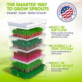 ZESTIGREENS 4-Tier Sprouting Kit - Stackable Seed Sprouter Trays with Drain Spout - Grow Fresh Sprouts at Home - BPA-Free