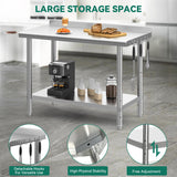 YITAHOME 48" x 24" Stainless Steel Table for Prep & Work with Backsplash, NSF Commercial Heavy Duty Table with Undershelf for Home Kitchen Restaurant Garage Warehouse