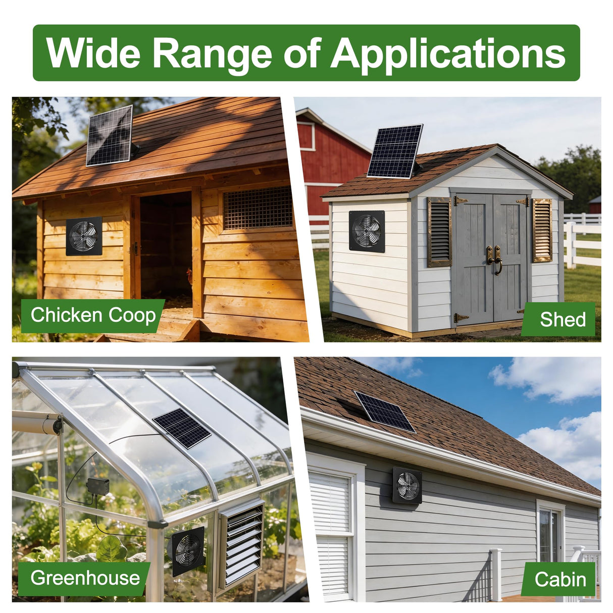 15W Dual Solar Powered Fan with programmable Remote, 3 Mode Aluminium Intake & Exhaust Fan with Timer for Chicken Coop, Shed, Greenhouse, Cabin & Attic
