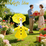 PaLuQiYa 3 Pcs/Set Raincoat Porch Goose Outfits, Summer Lawn Goose Statue Raincoat Costume, Yard Goose Clothes Raincoats Umbrella Hat Outfit for 23" Statue Patio Garden Decoration Yellow