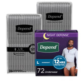 Depend Night Defense Adult Incontinence Underwear for Men, Disposable, Overnight, Large, Grey, 72 Count, Packaging May Vary