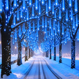 Adecorty Christmas Lights Outdoor UL Certified 24 Tubes 576 LEDs (Equivalent to 3 Sets of 8 Tubes) Meteor Shower Light Falling Rain Drop Icicle Lights for Christmas Decorations Halloween Party, Blue