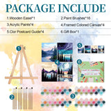 Ninonly 4 Pack Paint by Numbers Kit for Adults Framed Canvas, Art Supplies for Adults Beginners with Easel, Brushes, Acrylic Paint Set for Christmas Gift & Decor, 9 * 12 Inch
