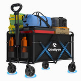 Collapsible Wagon Cart- 380LBS,Folding Beach Utility Wagon,Portable Utility Grocery Cart for Beach, Camping, Garden, Shopping, Transport