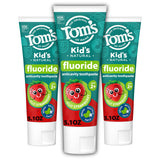 Tom's of Maine ADA Approved Fluoride Kids Toothpaste, Natural Toothpaste, Dye Free, No Artificial Preservatives, Silly Strawberry, 5.1 oz. 3-Pack (Packaging May Vary)