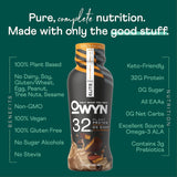 OWYN Only What You Need Pro Elite Vegan Plant Based High Protein Keto Shake, 32g Protein, 9 Amino Acids, Omega-3, Workout and Recovery, 0g Net Carbs, Zero Sugar (No Nut Butter Cup, 24 Pack)