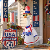PaLuQiYa 2026 World Cup Porch Goose Outfit, 23" High Lawn Goose Statue Soccer Fan Costume Clothing, FIFA World Cup 2026 Porch Garden Geese Clothes with Hat for Outdoor Patio Yard