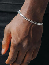 Stainless Steel Cuban Chain Bracelets for Men 5MM Silver Bracelet 7.5 Inch