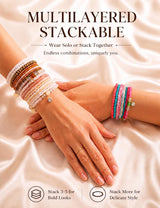MILACOLATO 6Sets Boho Bead Stackable Bracelets for Women Men Adjustable