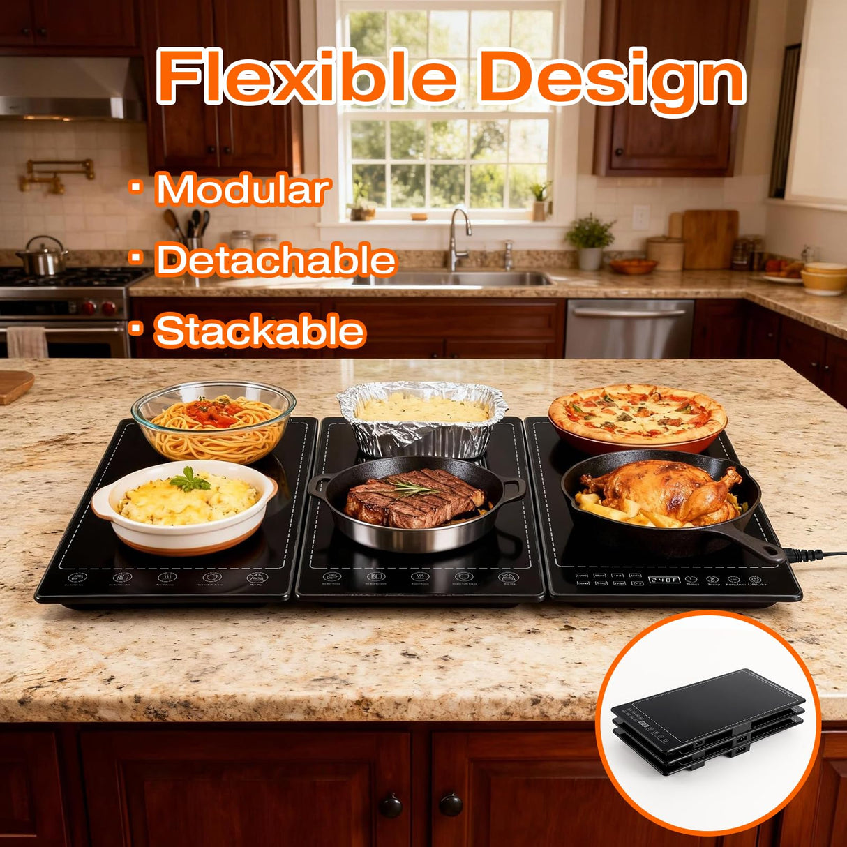 Electric Warming Tray,25"x 15" Food Warmer for Parties Buffet with 10 Temp-Settings, 3-in-1 Warming Mat for Food Built-in Thermostat and Surface Heating, Warming Tray for Parties Buffet,Gatherings