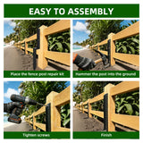 5PCS Fence Post Repair Kit, Heavy Duty Fence Posts Repair Stakes for Fix Wooden Broken Posts, Repair Tilted