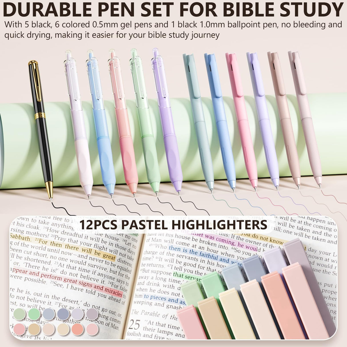 Bible Cover Case for Women, Large Bible Bag Bible Study Supplies Accessories Journaling Kit with Highlighters Tabs, Quilted Book Carrying Cases with Shoulder Strap, Christmas Christian Gifts for Women