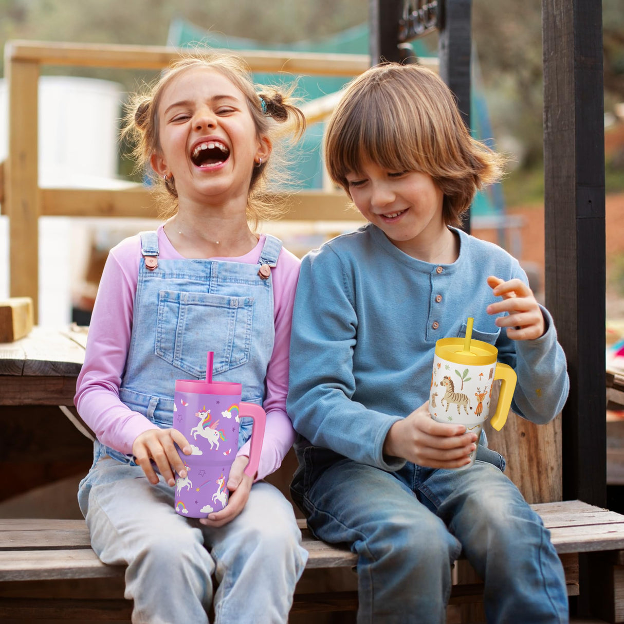 Unicorn Tumbler 20oz with Handle and Silicone Straw Lid for Kid, Insulated Stainless Steel Cup, Gift for Kids Girls, Gifts Idea for Birthday Christmas Back to School