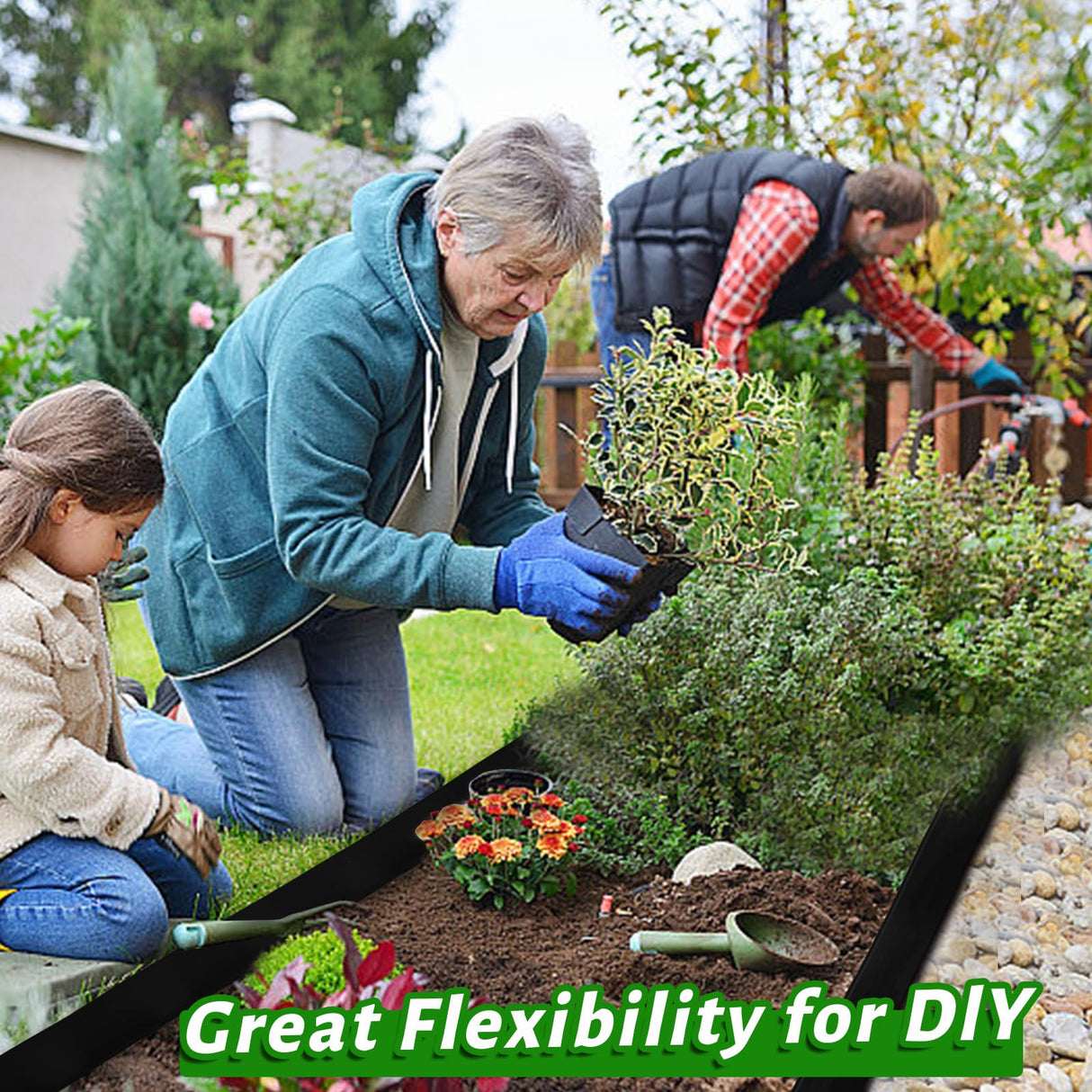 Yonroik No Dig Lawn Edging Kit,40 FT Landscape Edging Border with Stakes fit for Lawn,Flower Garden,Grass,Lawn Edging,The Yard (Black)
