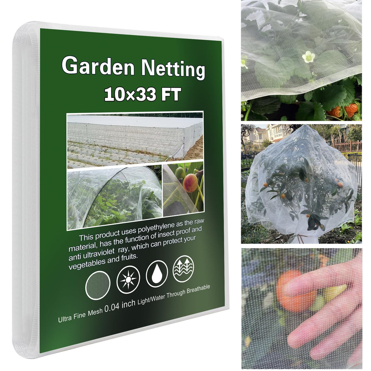 Garden Netting 10x33ft Ultra Fine Insect Netting Barrier Mesh for Plants